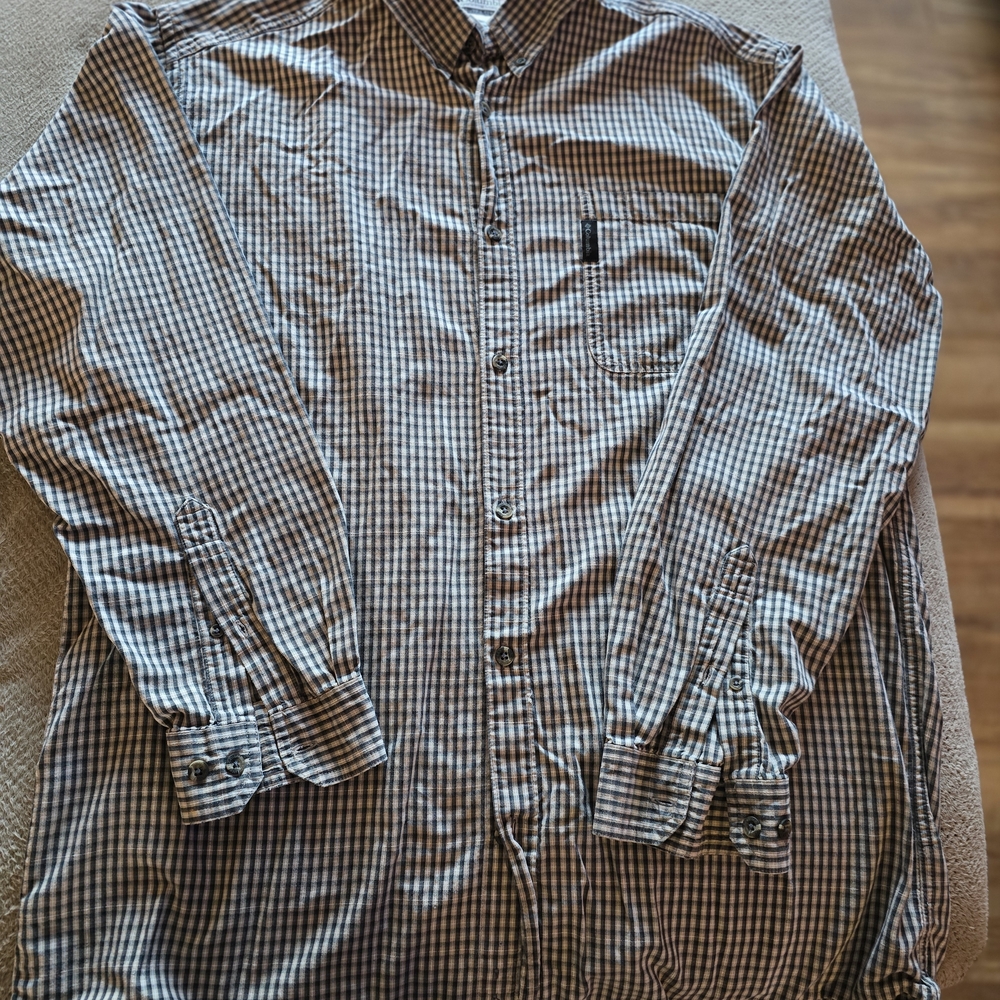 Columbia Men's Casual Button Down Shirt - Black and White Checkered